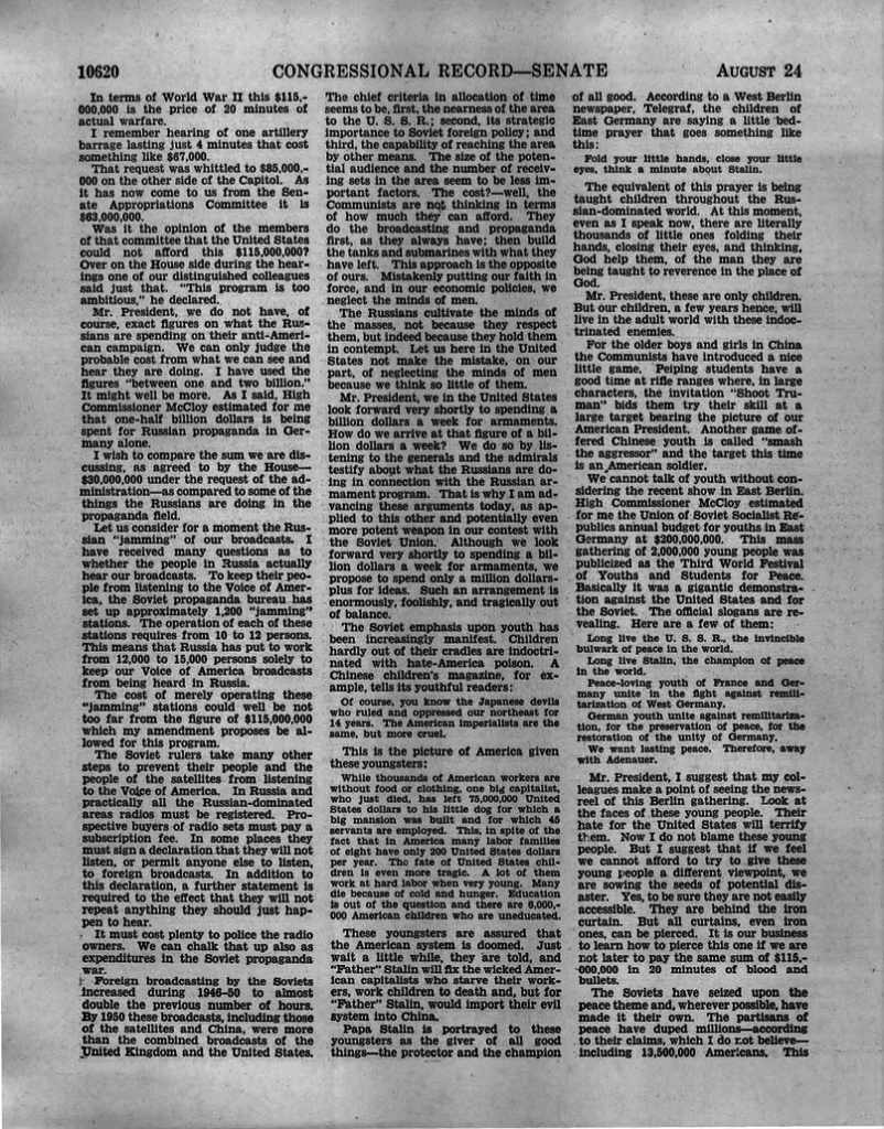 William Benton VOA Congressional Record Aug 24 1951 97 Cong. Rec