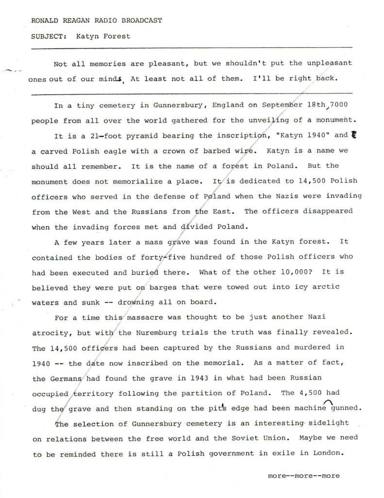 Ronald Reragan 1976 KatynBroadcast_EditedTypescript_1 – Cold War Radio ...