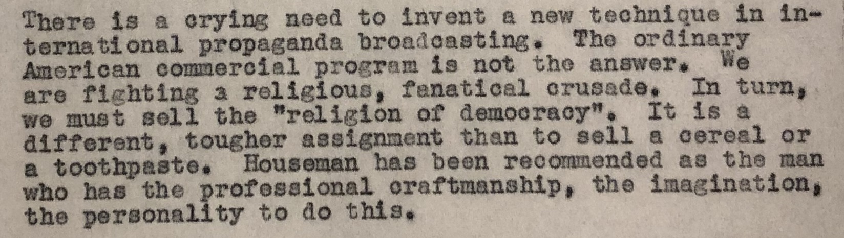 Religious Fanatical Crusade Nelson Poynter 1942 Government Memorandum