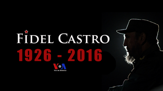 Voice of America (VOA) Spanish Service special graphic to mark the death of Fidel Castro on November 16, 2016. The graphic was also used for the VOA Spanish Service Facebook page cover. VOA director in November 2016 was Amanda Bennett appointed earlier by the Obama administration.