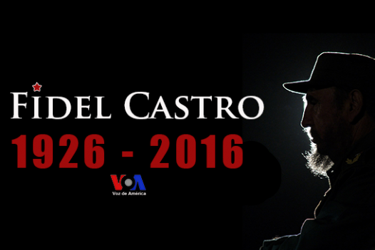 Voice of America (VOA) Spanish Service special graphic to mark the death of Fidel Castro on November 16, 2016. The graphic was also used for the VOA Spanish Service Facebook page cover. VOA director in November 2016 was Amanda Bennett appointed earlier by the Obama administration.