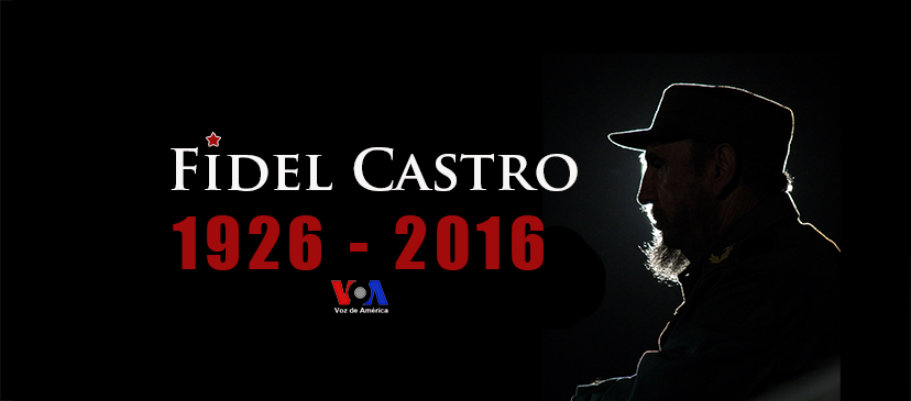 Voice of America (VOA) Spanish Service special graphic to mark the death of Fidel Castro on November 16, 2016. The graphic was also used for the VOA Spanish Service Facebook page cover. VOA director in November 2016 was Amanda Bennett appointed earlier by the Obama administration.