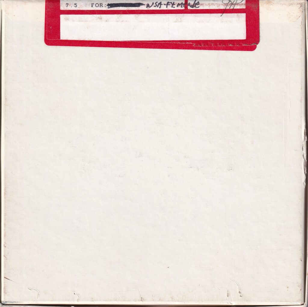 Back of the original VOA tape box for the April 21, 1986 Polish Service recording, marked for NSA use.