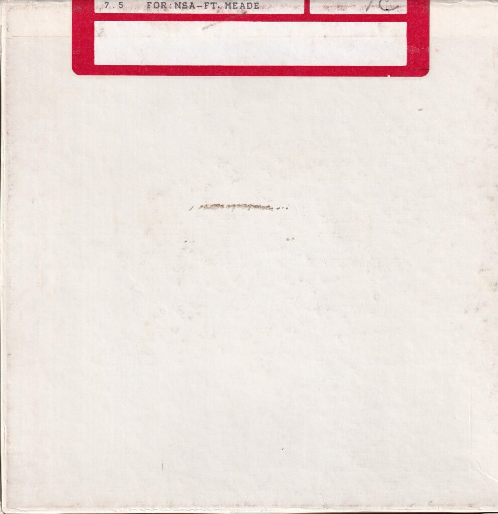 Back of the original VOA tape box for the April 23, 1986 Polish Service recording, marked for NSA use.