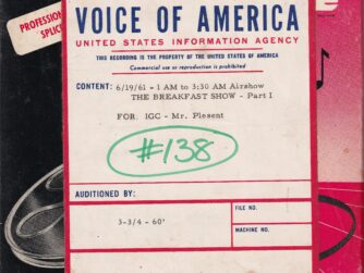 Original VOA tape box for the June 19, 1961 Breakfast Show broadcast, preserved in the Cold War Radio Museum collection.