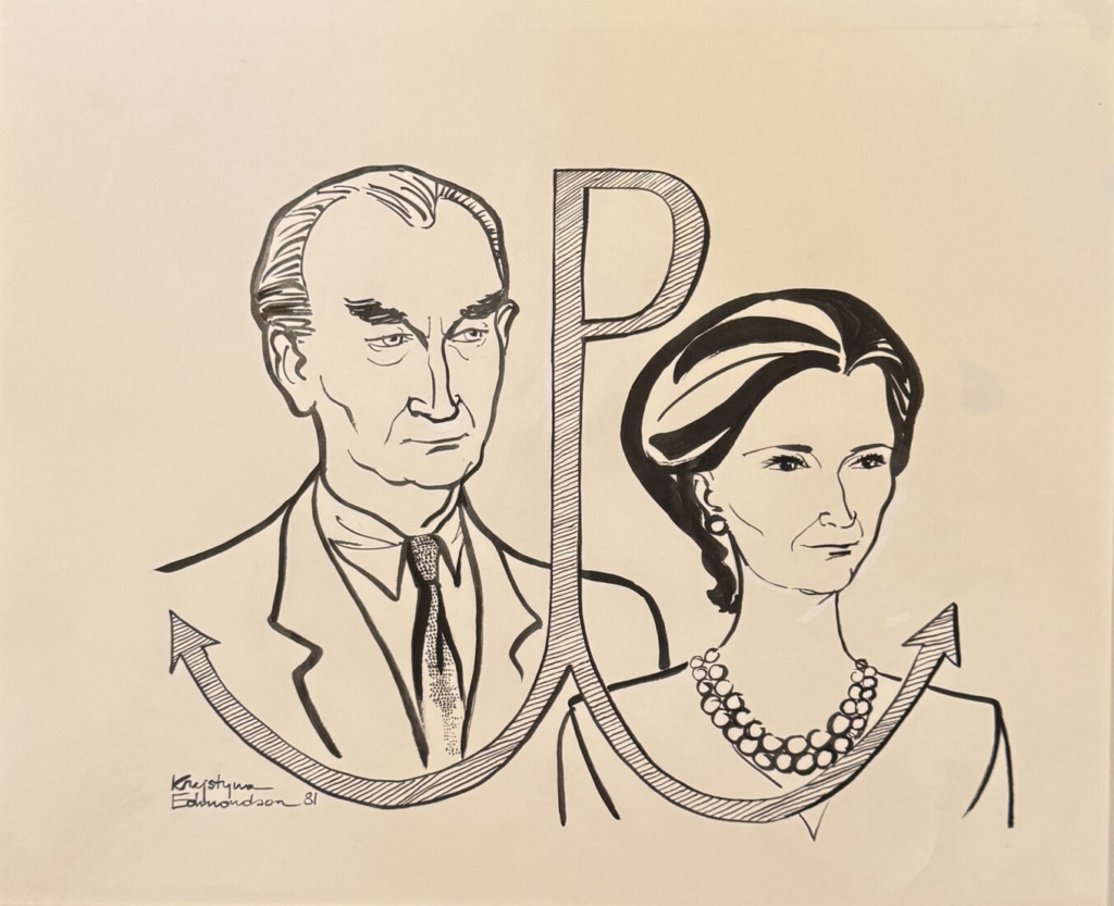 Portrait of Stefan and Zofia Korboński with the emblem of the Polish Underground State.